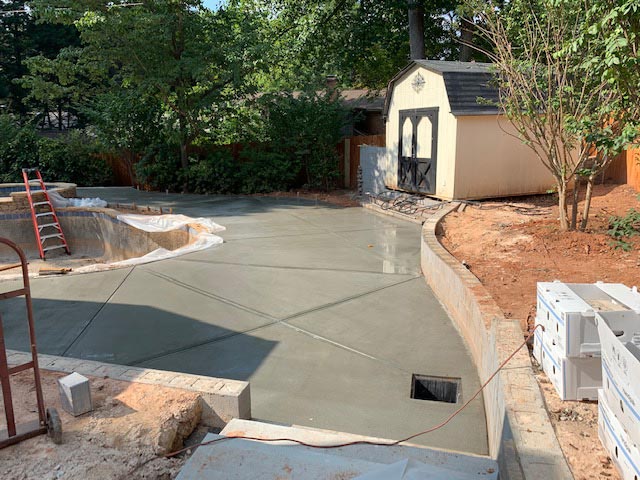 concrete poured in residential backyard